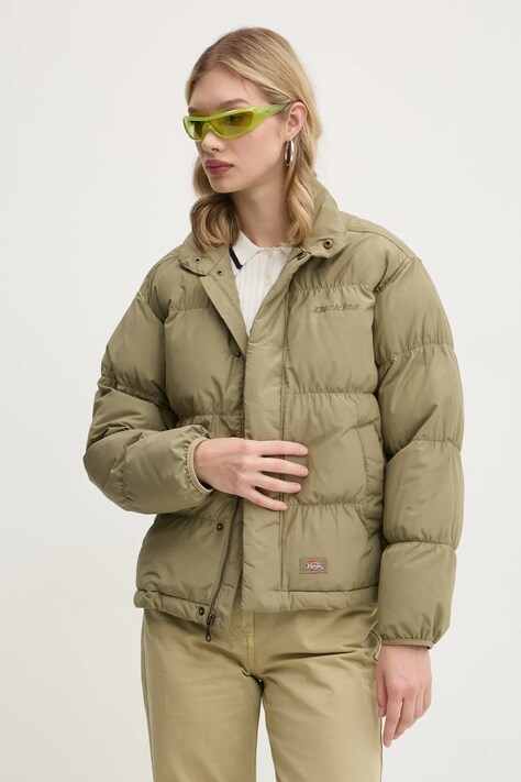 Dickies geaca SCOBEY femei, culoarea verde, de iarna, oversize, DK0A4Z36