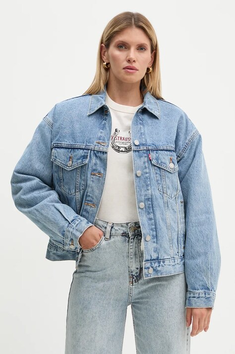 Дънково яке Levi's в синьо преходен модел с уголемена кройка A8747