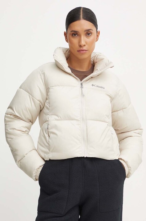 Bunda Columbia Puffect Colorblock dámska, béžová farba, zimná, 2088501