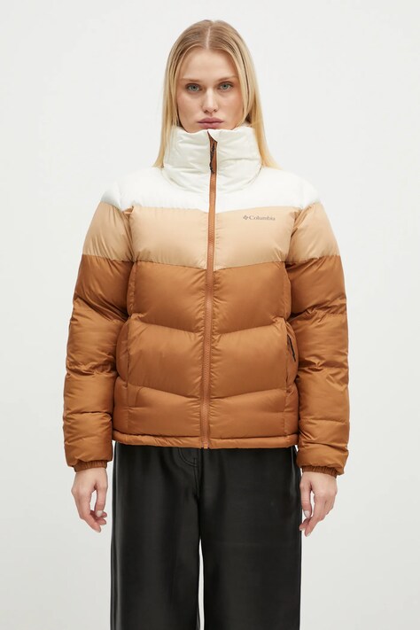 Columbia kurtka Puffect Colorblock damska kolor brązowy zimowa 2088481