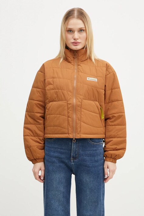 Columbia kurtka Wallowa Insulated damska kolor brązowy przejściowa oversize 2090751