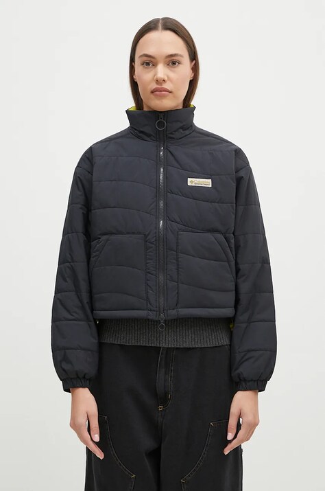 Jakna Columbia Wallowa Insulated za žene, boja: crna, za prijelazno razdoblje, oversize, 2090751
