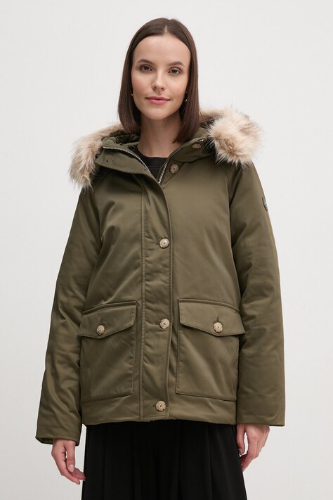 Tommy Hilfiger geaca femei, culoarea verde, de iarna, WW0WW42744