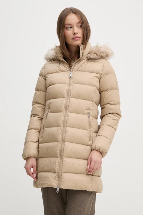 Tommy Hilfiger geaca de puf femei, culoarea bej, de iarna, WW0WW43122