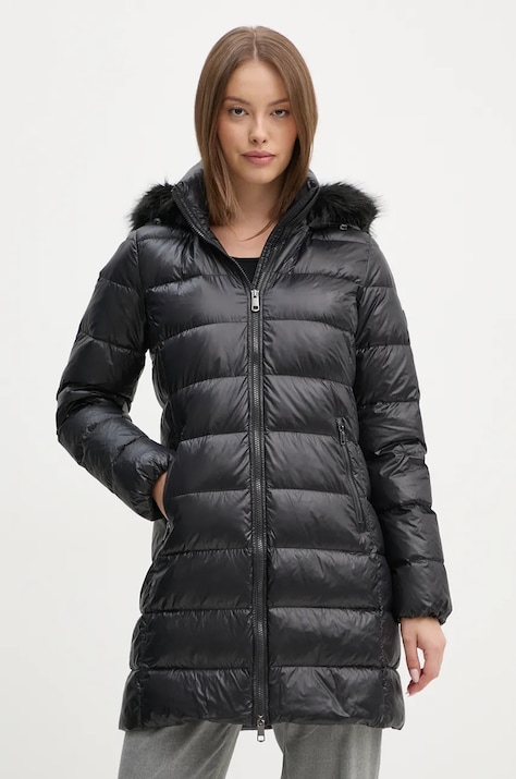 Tommy Hilfiger geaca de puf femei, culoarea negru, de iarna, WW0WW43122