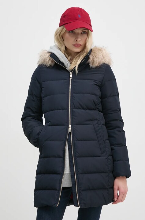 Tommy Hilfiger geaca de puf femei, culoarea albastru marin, de iarna, WW0WW43234