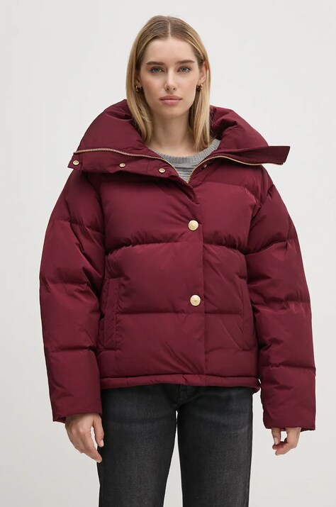 Tommy Hilfiger geaca de puf femei, culoarea bordo, de iarna, oversize, WW0WW43158