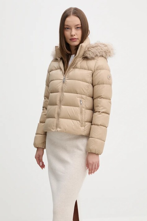 Tommy Hilfiger geaca de puf femei, culoarea bej, de iarna, WW0WW43520