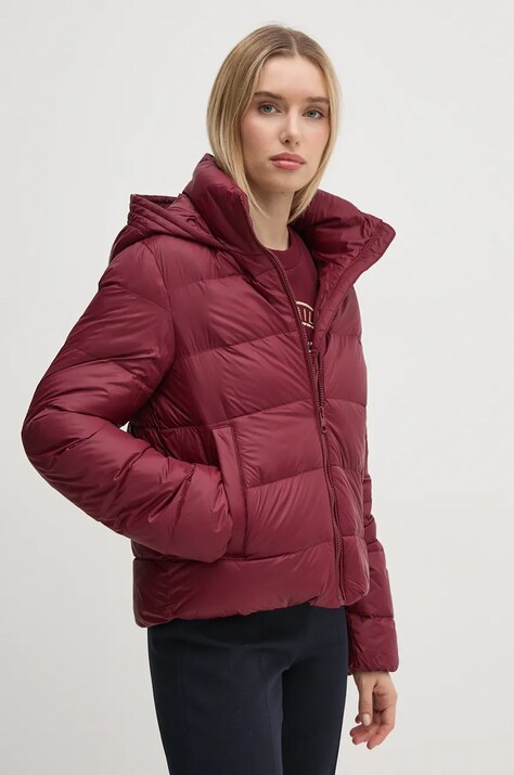 Tommy Hilfiger geaca de puf femei, culoarea bordo, de tranzitie, WW0WW43581