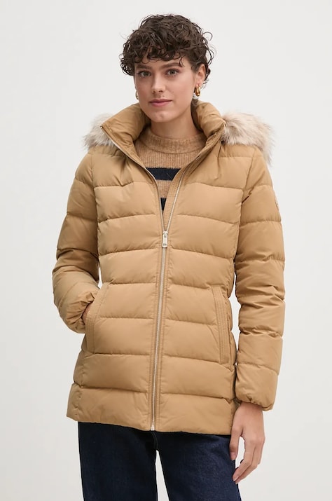 Tommy Hilfiger geaca femei, culoarea bej, de iarna, WW0WW43600
