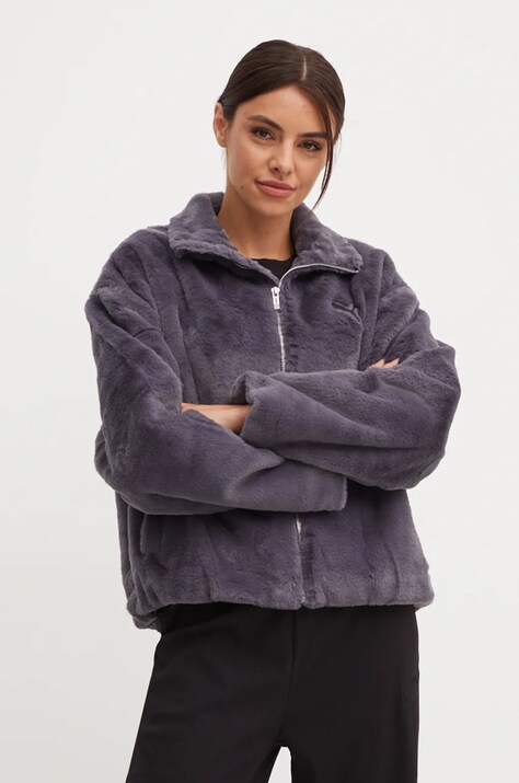 Puma geaca femei, culoarea gri, de tranzitie, oversize, 626517