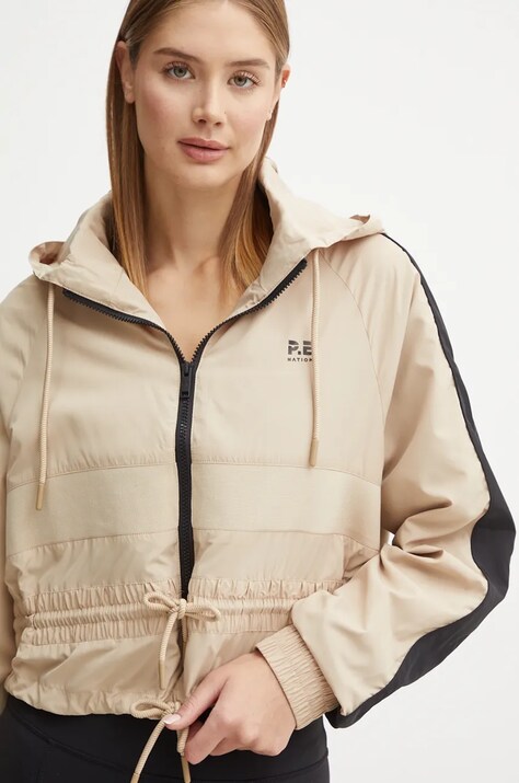 P.E Nation jacheta de antrenament Cropped Man Down culoarea bej, de tranzitie, oversize, 243J341