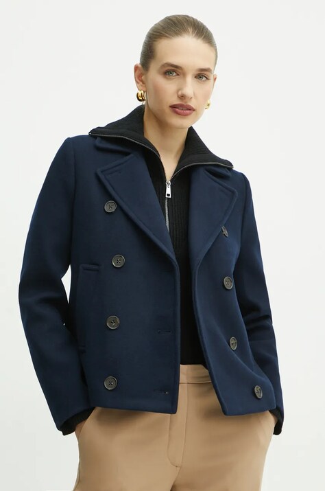 MICHAEL Michael Kors geaca de lana culoarea albastru marin, de tranzitie, MF420GJBQA