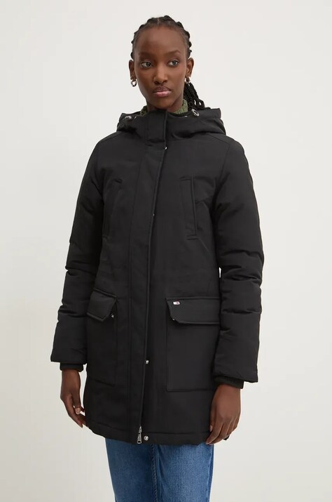 Tommy Jeans geaca femei, culoarea negru, de iarna, DW0DW18866