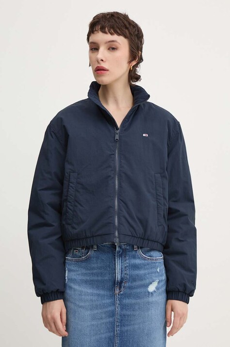 Tommy Jeans geaca femei, culoarea albastru marin, de tranzitie, oversize, DW0DW19688