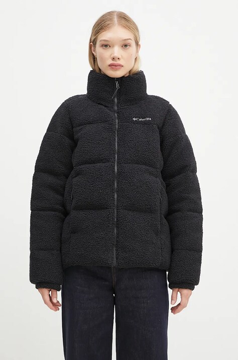 Columbia kurtka Puffect Sherpa damska kolor czarny zimowa oversize 2089231