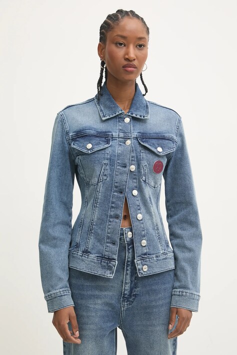 Moschino Jeans geacă din denim femei, culoarea bleumarin, de tranziție, A0510 8721