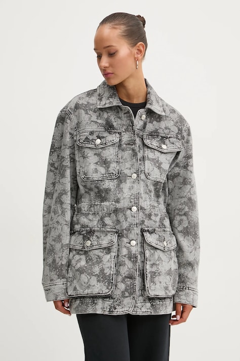 Moschino Jeans geaca femei, culoarea gri, de tranzitie, A0511 8722