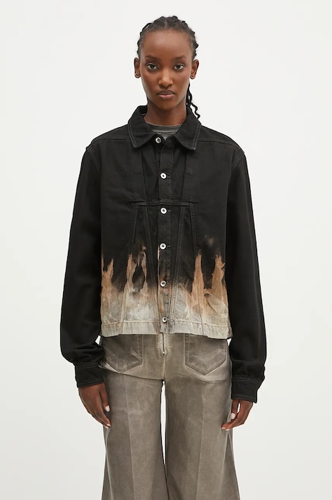 Rick Owens kurtka jeansowa Alice damska kolor czarny przejściowa DS02D2714.BSUN