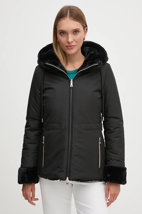 Obojstranná bunda Geox dámska, čierna farba, prechodná, W4622E-TC197-F0284