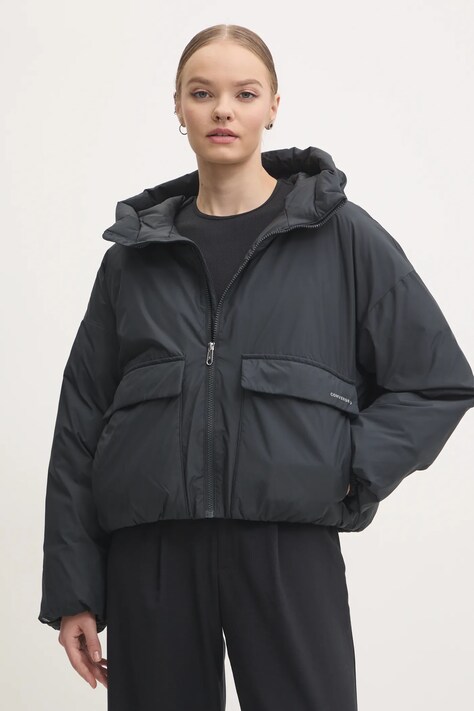 Converse kurtka damska kolor czarny zimowa 10026803-A03