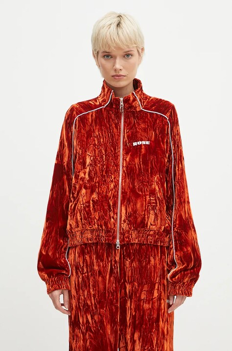Кадифен суичър Martine Rose Shrunken Track Jacket в оранжево с изчистен дизайн 164WF04202