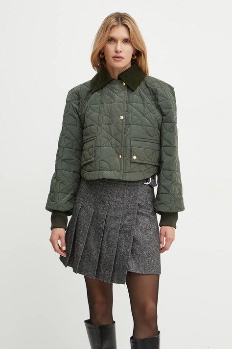 Patou geaca din amestec de lana culoarea verde, de tranzitie, oversize, OU0270188