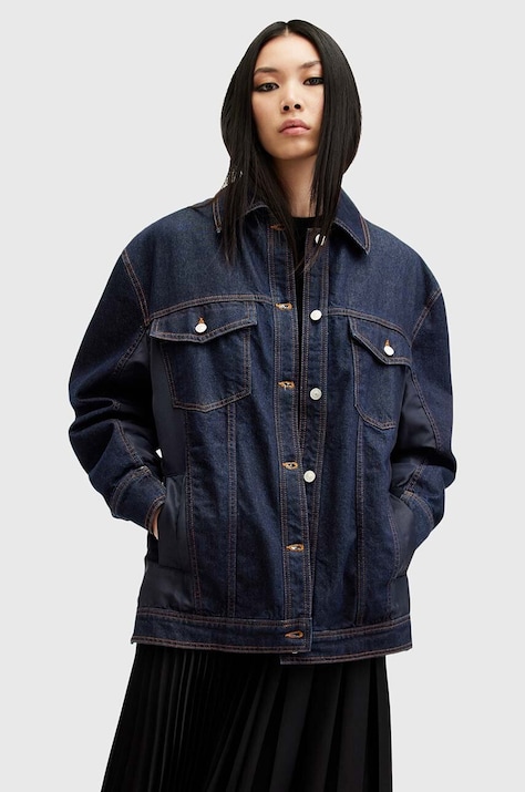 AllSaints geaca bomber DILLAN BOMBER femei, culoarea albastru marin, de tranzitie, W007OA