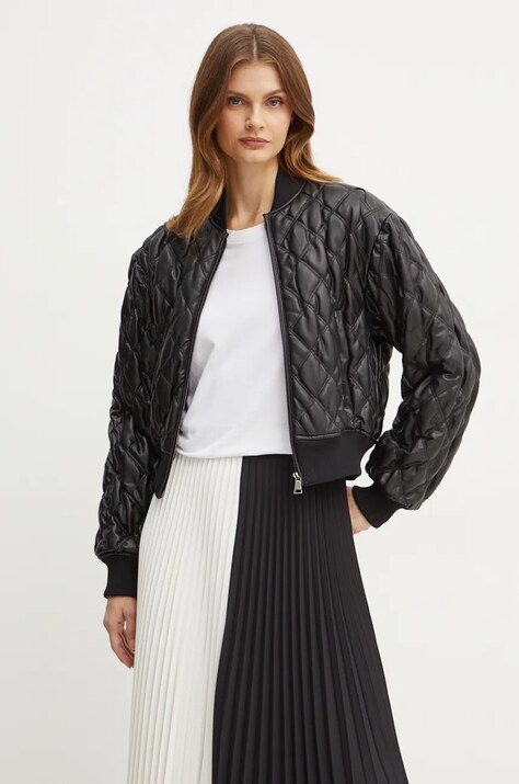 Karl Lagerfeld geaca bomber femei, culoarea negru, de tranzitie, 246W1509