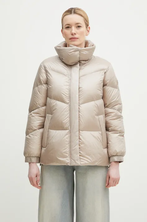 Péřová bunda Woolrich Aliquippa Puffer Jacket béžová barva, zimní, CFWWOU0925FRUT3085