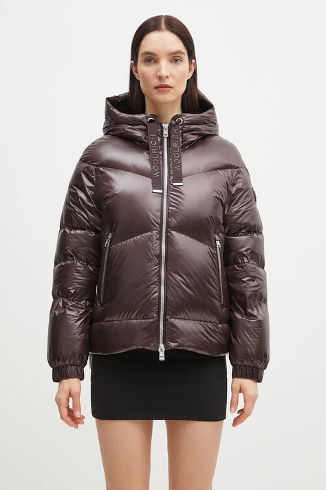 Woolrich kurtka puchowa Aliquippa Short Puffer Jacket kolor brązowy zimowa CFWWOU0927FRUT3085