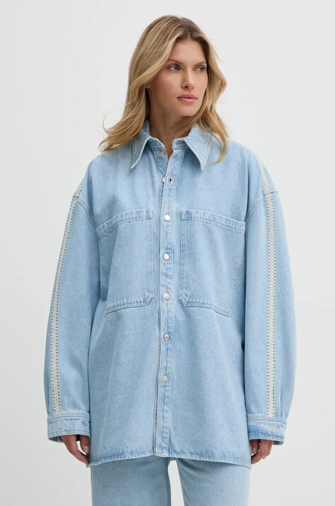 Nanushka denim jacket BEAUX women's blue color NU24PFJK00352