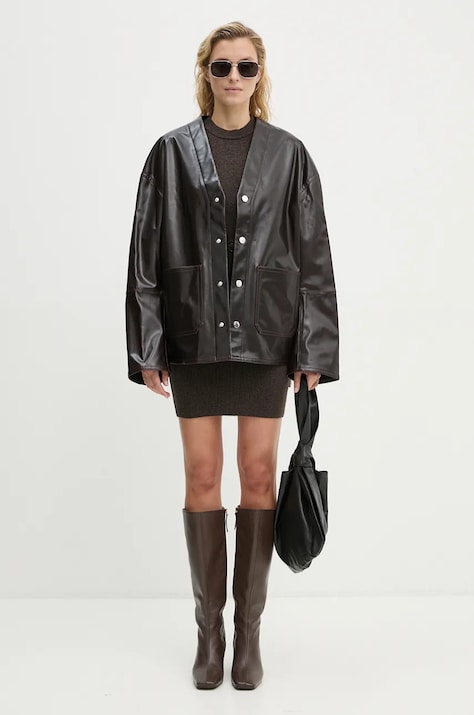 Куртка Nanushka EDEE женская цвет коричневый переходная oversize NU24PFJK00878