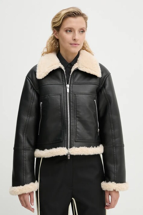 A.L.C. geacă Avery femei, culoarea negru, de tranzitie, oversize, 1JAKT00876