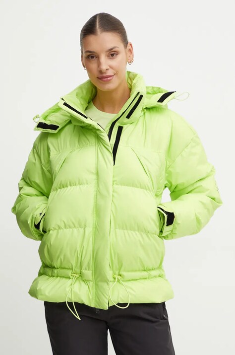 adidas by Stella McCartney geaca femei, culoarea verde, de iarna, IW3845