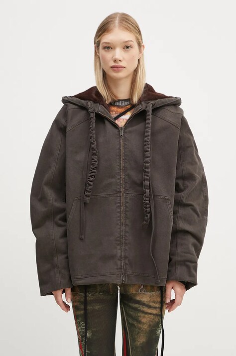 Двусторонняя куртка Ottolinger Reversible Furry Denim Jacket женская цвет коричневый переходная 1090601521
