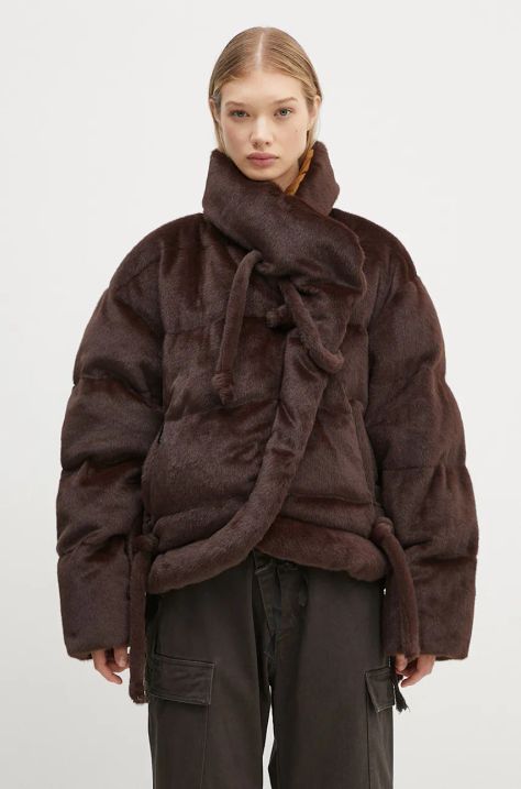 Μπουφάν Ottolinger Furry Strappy Puffer Jacket χρώμα: καφέ, 1090602521