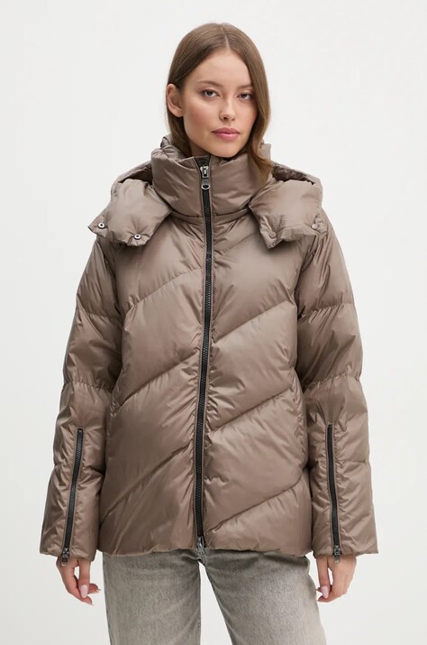 Hetrego geaca de puf LILY femei, culoarea maro, de iarna, oversize, 8N624