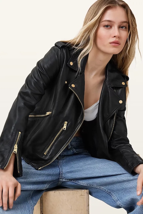 AllSaints rokerica ženska kožna BALFERN BIKER crna W084LB