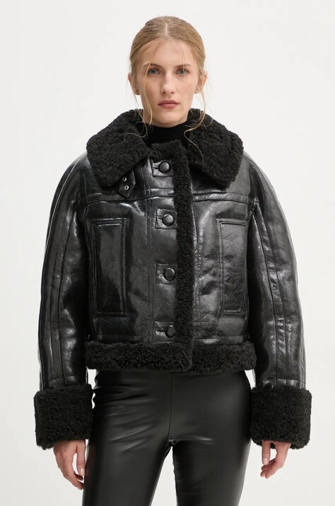 Stand Studio geaca Aby Jacket femei, culoarea negru, de tranzitie, oversize, 62258-9143