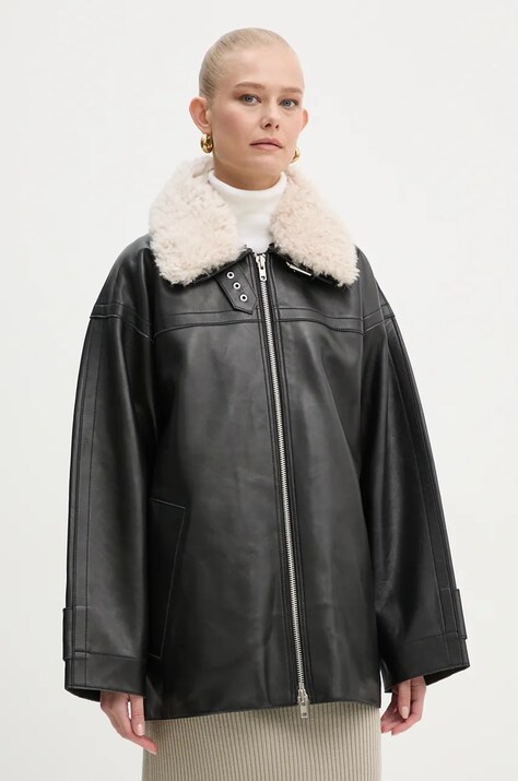 Кожаная куртка Stand Studio Emelia Jacket женская цвет чёрный переходная oversize 62271-7540