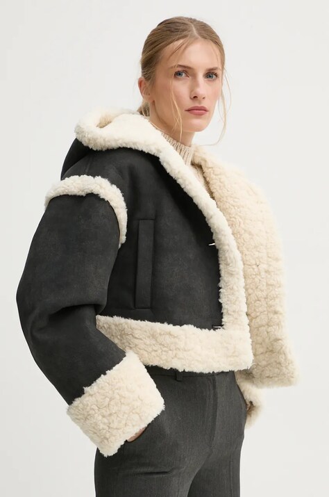 Stand Studio geaca London Jacket femei, culoarea negru, de tranzitie, oversize, 66341-9142