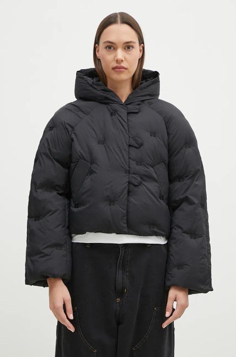 Пухова куртка GANNI Nylon Tech Puffer Short Jacket жіноча колір чорний зимова F9546