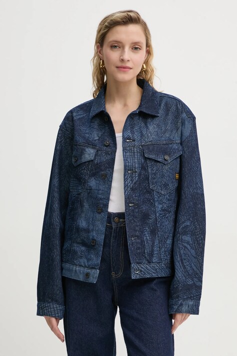 G-Star kurtka jeansowa damska kolor granatowy przejściowa oversize D26401-D317