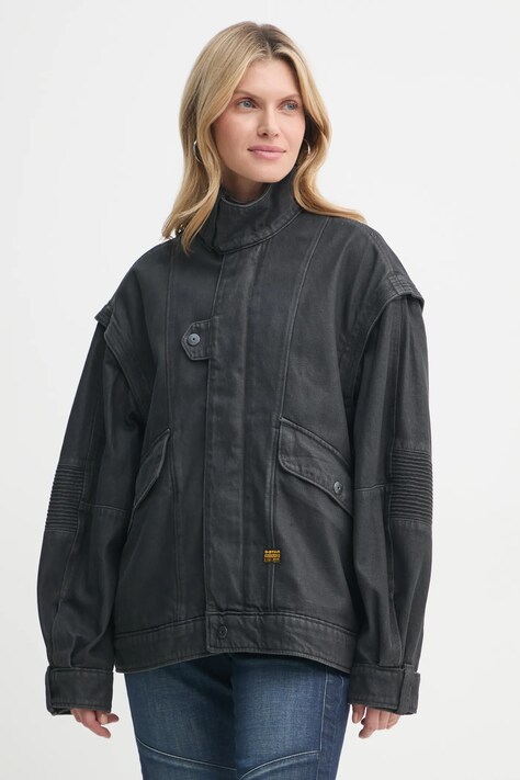 G-Star geacă din denim femei, culoarea negru, de tranzitie, oversize, D25365-D490