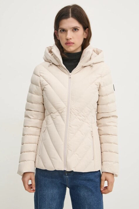 Abercrombie & Fitch geacă femei, culoarea bej, de iarnă, KI144-4182
