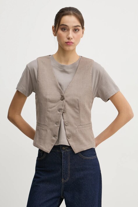 Hollister Co. vesta culoarea bej, un singur rand de nasturi, KI340-4080