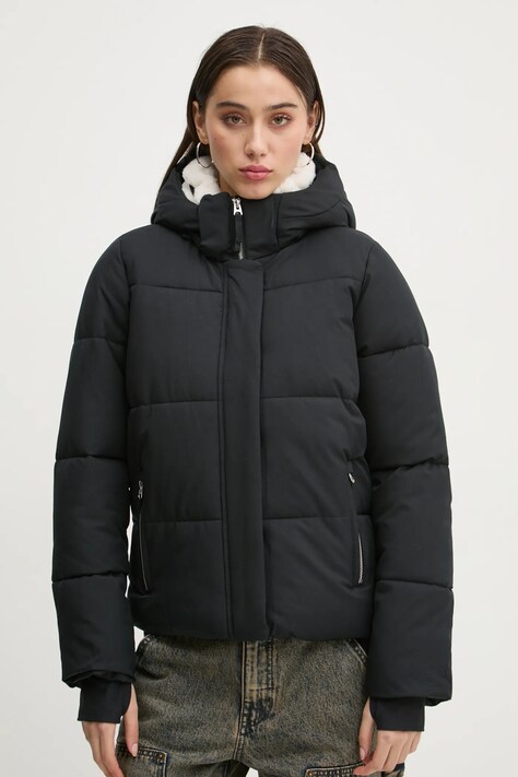 Hollister Co. geaca femei, culoarea negru, de tranzitie, KI344-4654