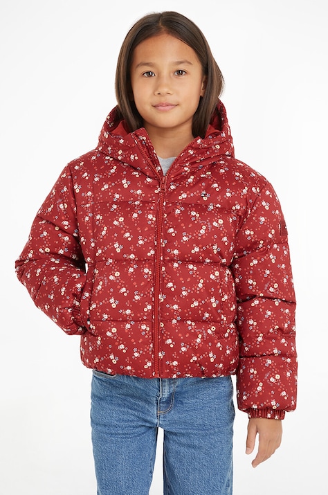 Dětská bunda Tommy Hilfiger vínová barva, KG0KG08055