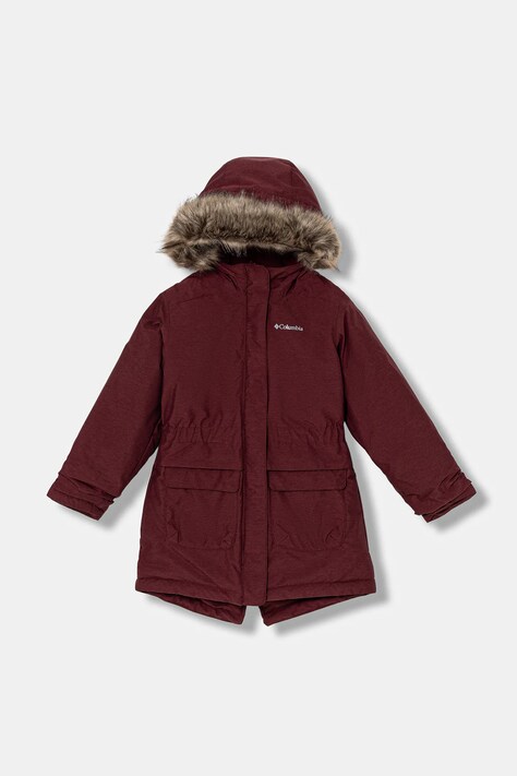 Columbia parka dziecięca kolor bordowy 2090241
